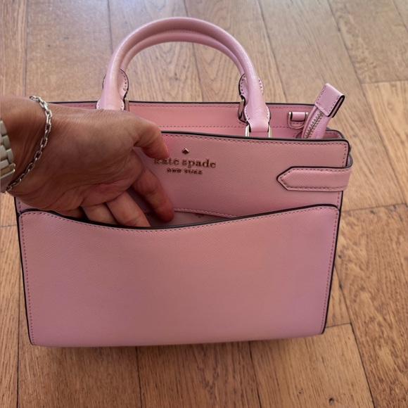 Kate Spade Staci Saffiano Leather Medium Satchel Chalk Pink - Picture 14 of 16